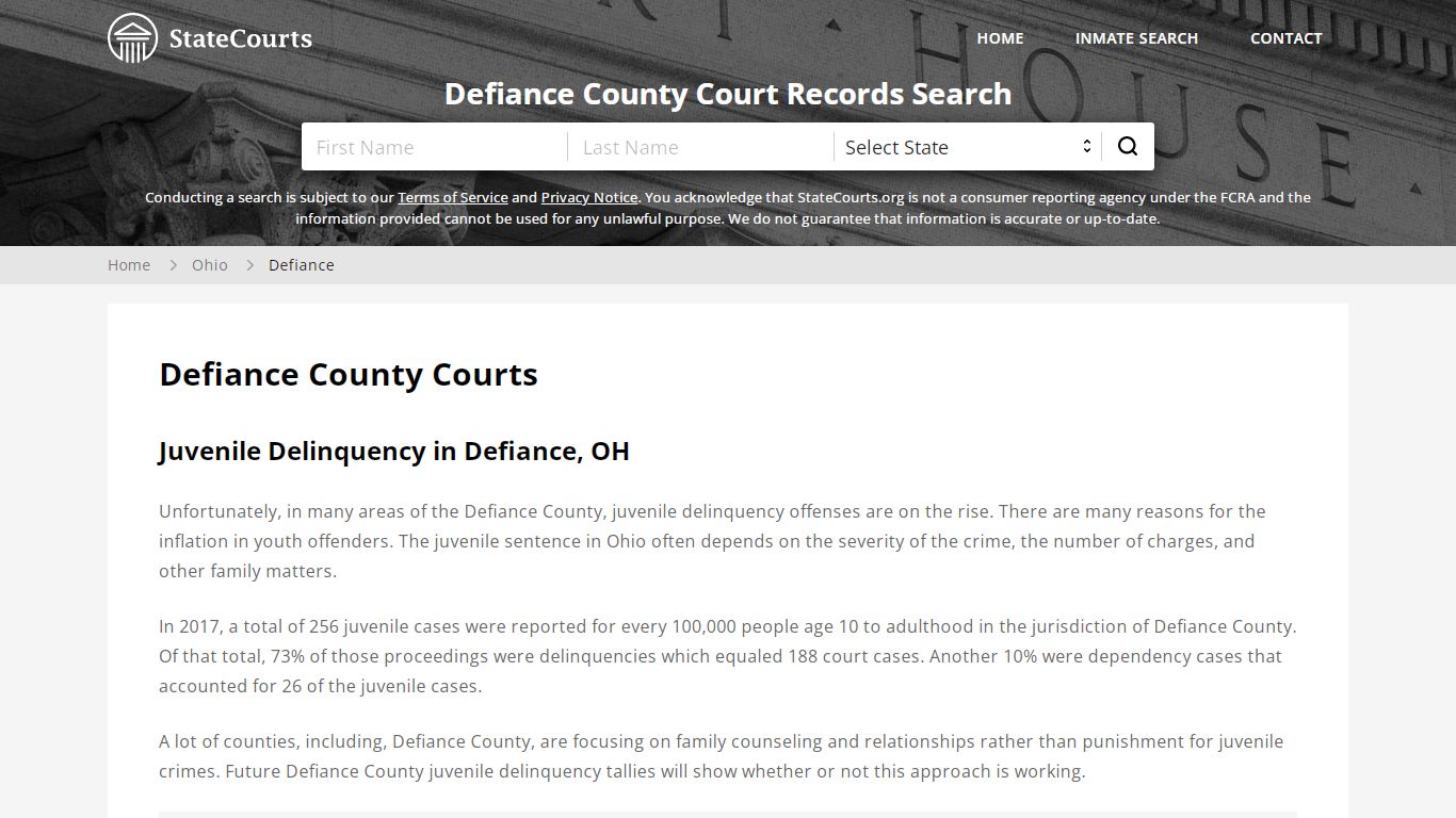 Defiance County, OH Courts - Records & Cases - StateCourts